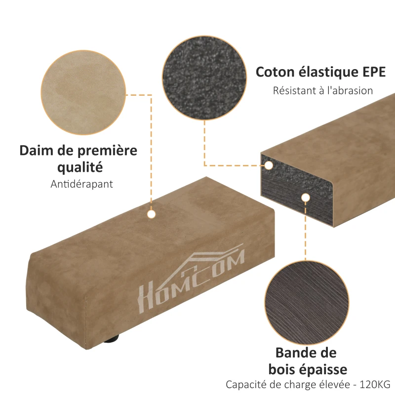HOMCOM Poutre de gymnastique pliable 210 cm antidérapant, poutre gymnastique pour entraînement à l'équilibre, marron