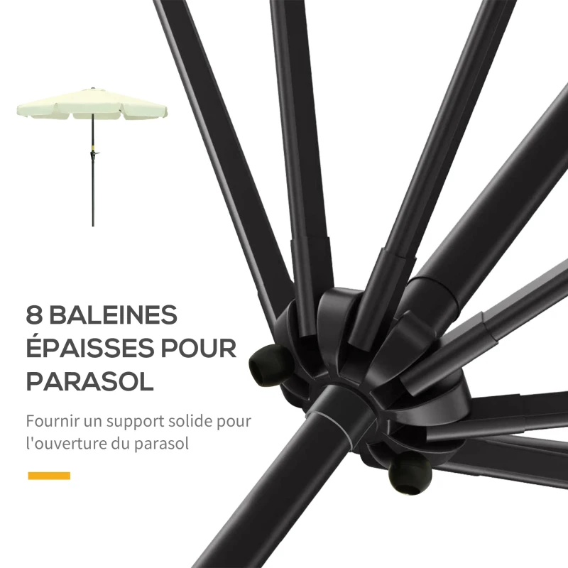 Outsunny Parasol de jardin extérieur parasol inclinable rond Ø2,7 m avec manivelle et protection solaire UV50+, beige