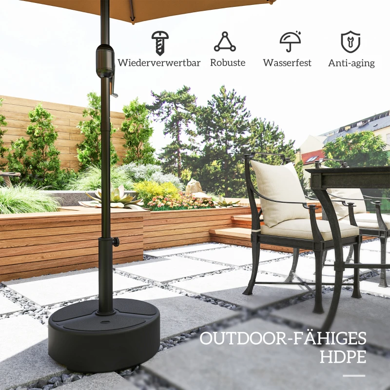 Outsunny Sonnenschirmständer aus HDPE Befüllbar Schirmständer 18kg/20kg mit Sand Wasser, Rund Schwarz