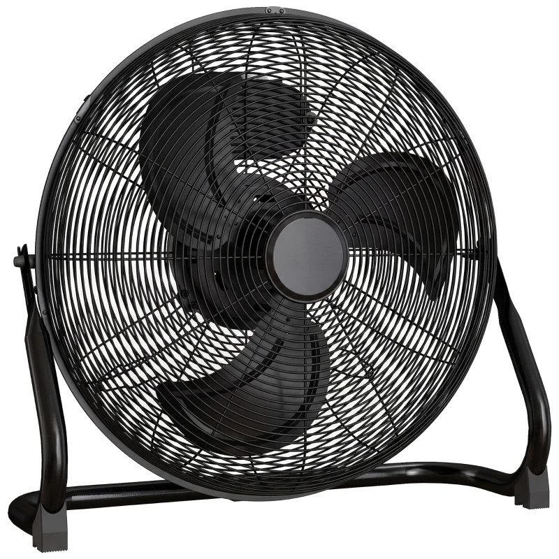 HOMCOM 20" Metal Floor Fan with Tilting, High Velocity, 3 Speed, Portable Gym Fan for Home Office, Black
