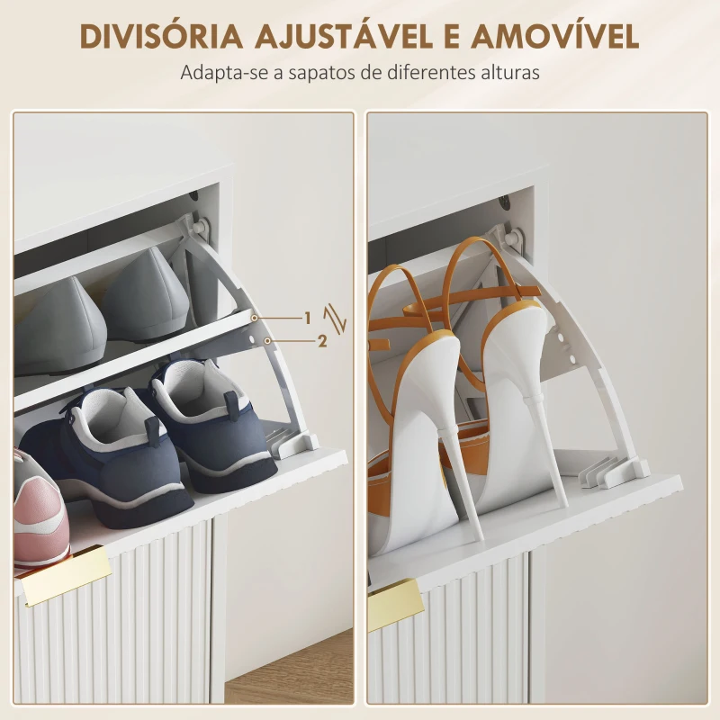 HOMCOM Sapateira Estreita Sapateira para Entrada com Prateleiras Ajustáveis para 20 Pares de Sapatos 105x24x91,5 cm Branco