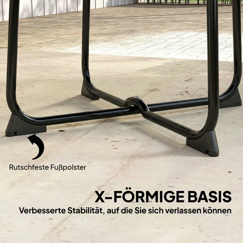 Outsunny 50 cm Runder Outdoor-Tisch, Metall Gartencouchtisch mit X-förmigem Gestell und rutschfesten Füßen, Schwarz
