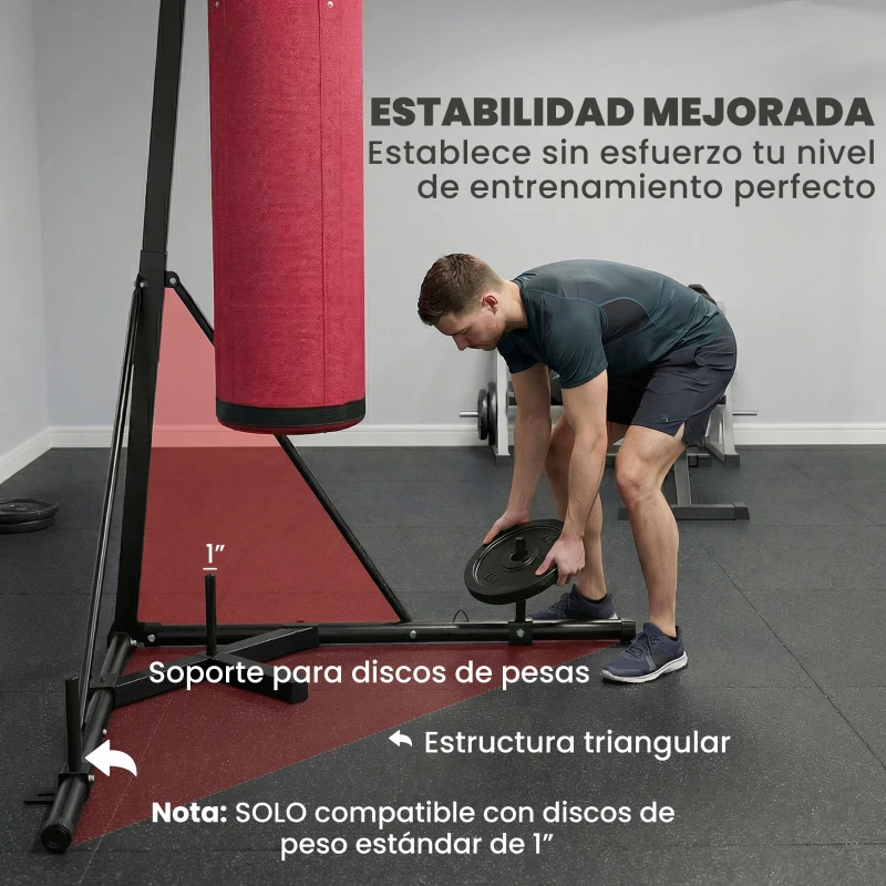 SPORTNOW Soporte para Saco de Boxeo de Pie de Acero con Altura Ajustable 175–220 cm y 185–231 cm Base Pesada y Bolsa de Arena
