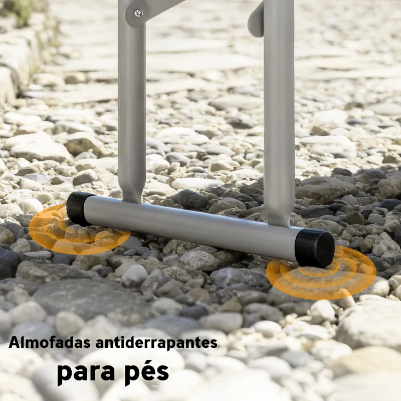 Outsunny Conjunto de Campismo Dobrável com Mesa e Bancos Alças 180x74x74 cm e 182x28x42 cm Branco