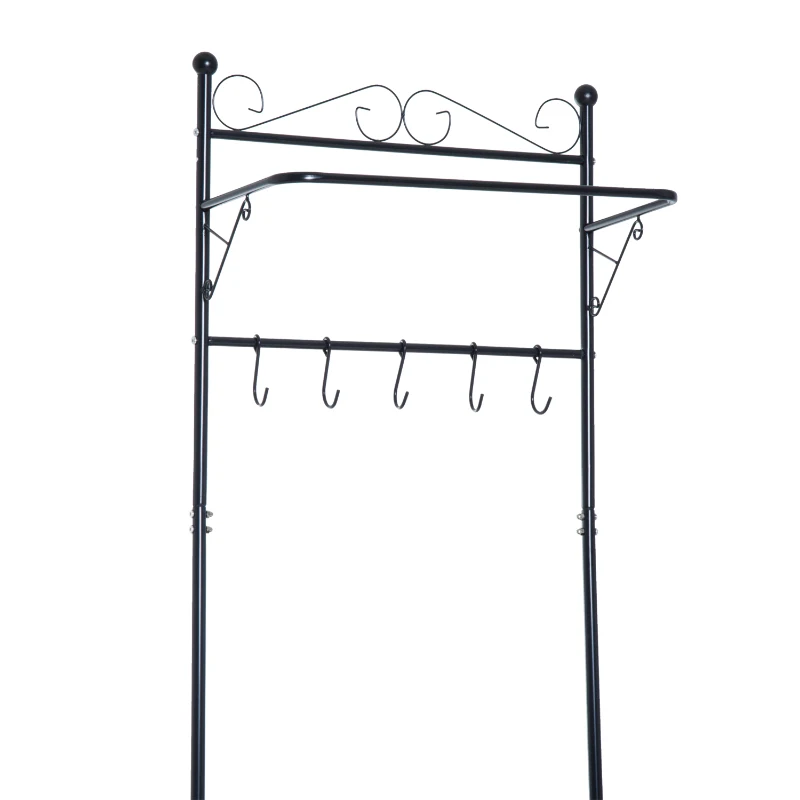 HOMCOM Portant porte-manteaux vestiaire d'entrée style néo-rétro fer forgé multi-rangements 60L x 35l x 175H cm noir