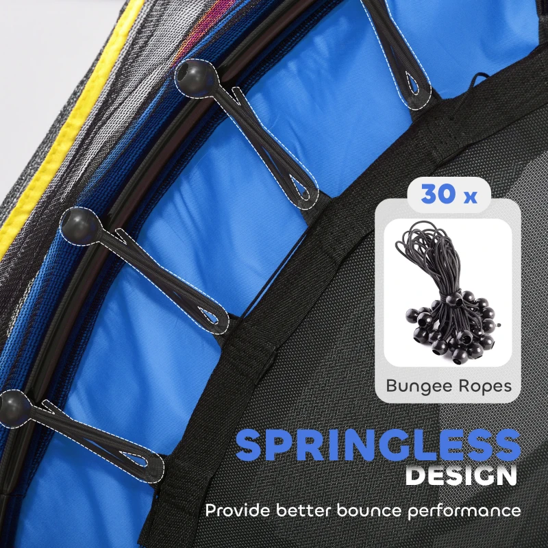 HOMCOM Kids Trampoline, with Enclosure Net, Steel Frame, for Ages 3-6 Years - MultiColoured