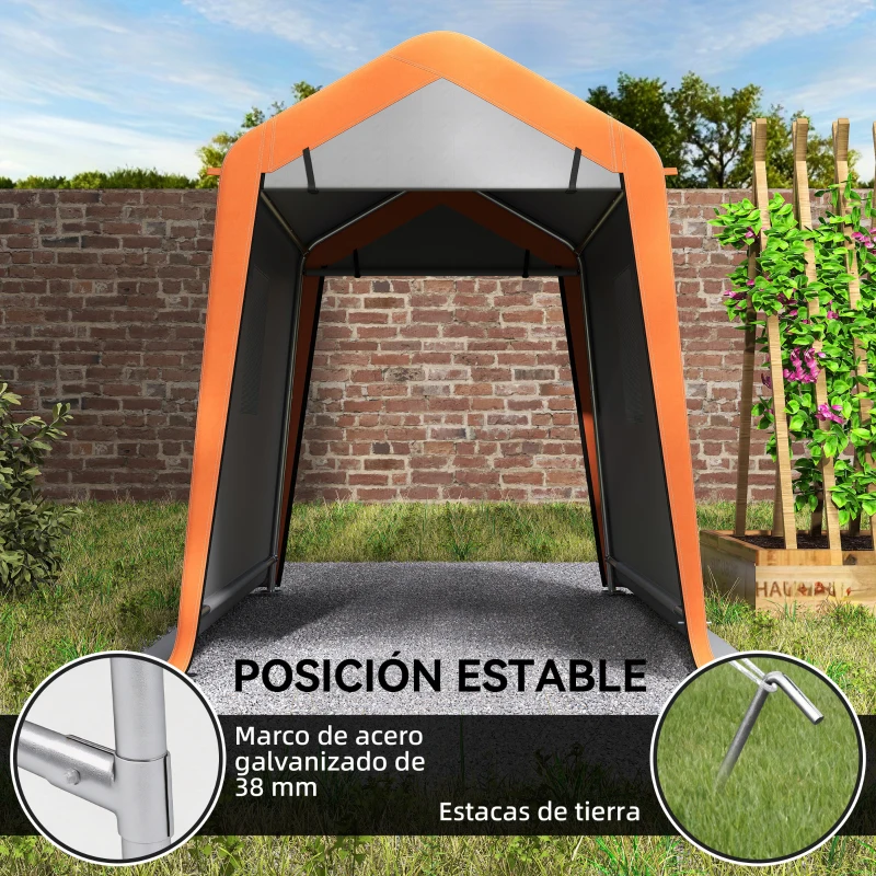 Outsunny Carpa Garaje Portátil 2,4x1,8 m para Coche Impermeable con Puerta Enrollable con Cremallera Ventanas UPF30+ Gris Claro