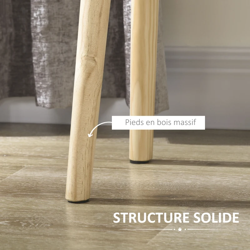 HOMCOM Lot de 2 tables de chevet, table de nuit moderne avec tiroir et pieds en bois massif, 40,5 x 30,5 x 60 cm, blanc