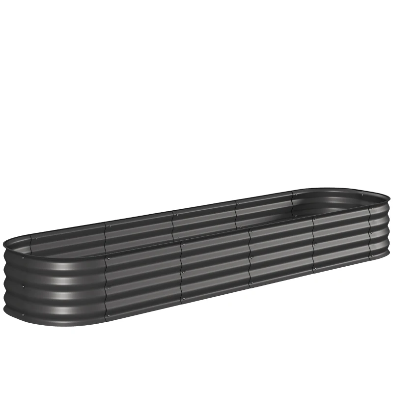 Outsunny Jardinière carré potager de jardin en acier galvanisé modulable pour légumes plantes fleurs, 240 x 62 x 30 cm gris foncé