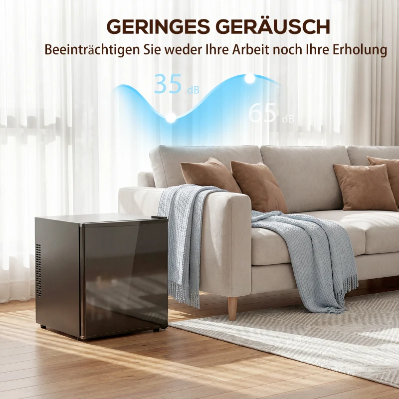 HOMCOM Mini Kühlschrank 44L/46 Dosen Kleiner Kühlschrank mit einstellbarem Thermostat 43 x 51 x 51,3 cm, Schwarz