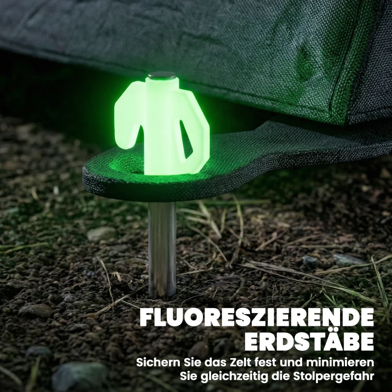 Outsunny Aufblasbares Zelt 2-4 Personen Schneller Aufbau Outdoor Zelt für Camping mit Luftpumpe Mesh Fenster Heringen Vordach