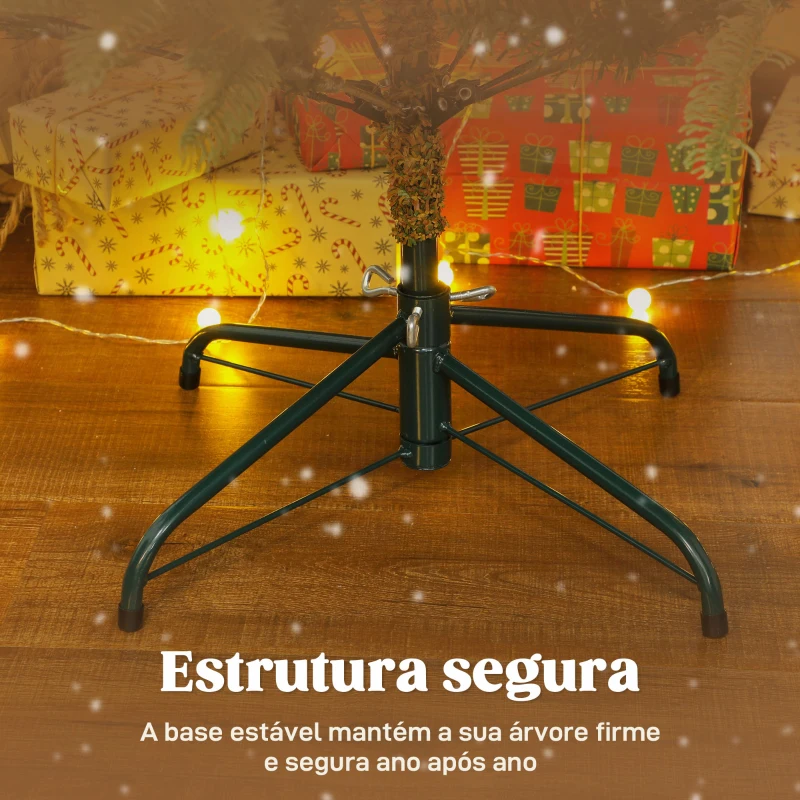 HOMCOM Árvore de Natal Artificial 180 cm com 772 Ramos Densos e Suporte Metálico Dobrável para Interior Verde