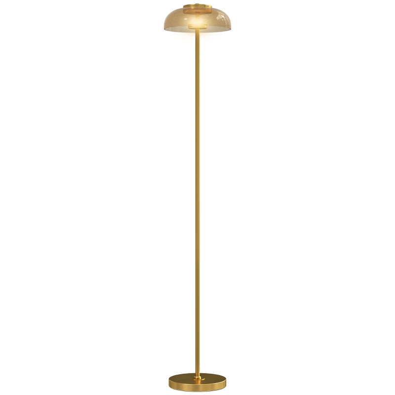 HOMCOM LED Stehlampe Wohnzimmer, Stehleuchte mit 3000 K warmem Licht, Fußschalter, 25 x 25 x 134 cm, Messing