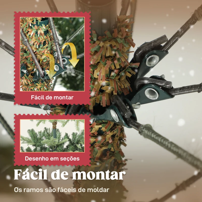 HOMCOM Árvore de Natal Artificial 180 cm com 772 Ramos Densos e Suporte Metálico Dobrável para Interior Verde