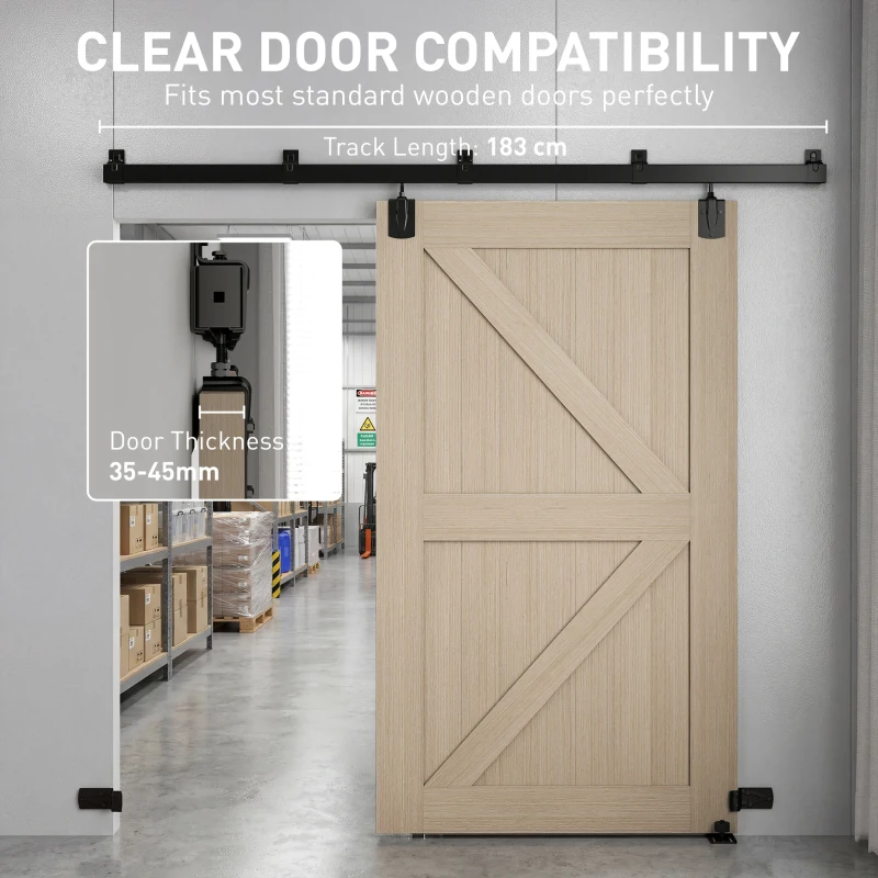 HOMCOM Juego de herrajes para puertas correderas de alta carga 244 cm negro para puertas individuales