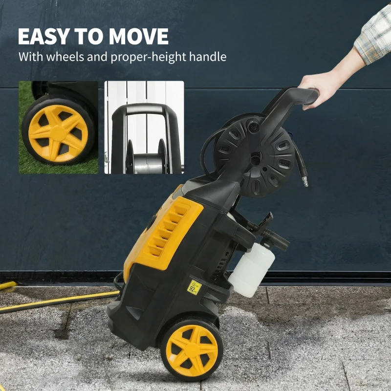 Outsunny 2200W High Pressure Washer, 170 Bar Pressure Washer with Adjustable Nozzle and 6M Hose, 33 x 31.5 x 80.5 cm, Yellow