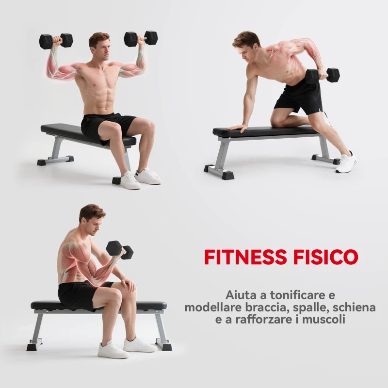 HOMCOM Set di Manubri da 2x20 kg con Impugnatura Antiscivolo, in Metallo, per Allenamento Fitness Casa e Palestra, Nero
