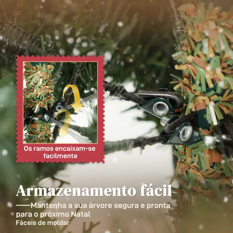 HOMCOM Árvore de Natal Artificial 150 cm com 1186 Ramos Densos Suporte Metálico Dobrável para Interior Verde