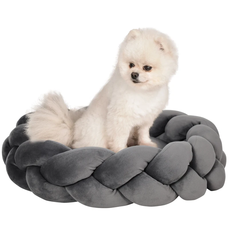 PawHut Cama para Cães Pequenos Lavável Cama para Animais de Estimação Redonda com Almofada Independente 55x55x14 cm Cinza