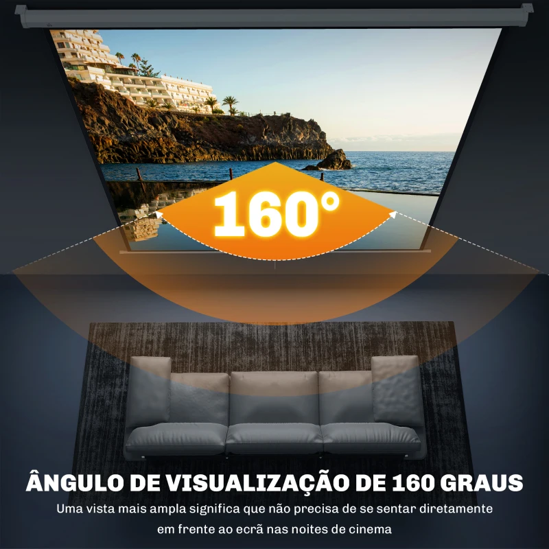 HOMCOM Tela de Projeção Manual 120 Polegadas Portátil Formato 1:1 para Interior e Exterior Cinema em Casa 207x207 cm Branco