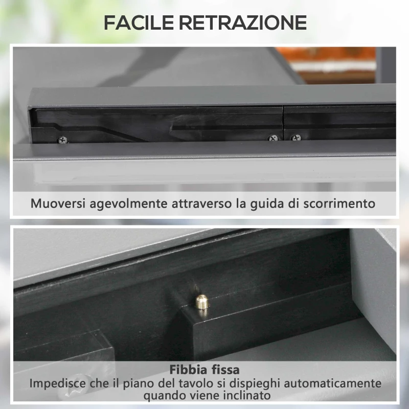 Outsunny Tavolo da Pranzo Allungabile da Giardino con Piano in Vetro e Alluminio, 80-160x80x75 cm, Nero e Trasparente