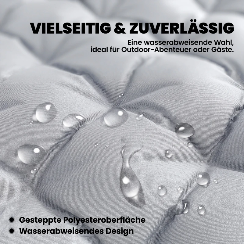 Outsunny Camping Isomatte faltbare 8cm Dick Campingmatratze mit rutschfester Hülle Gurten für Camping 200 x 80 cm Hellgrau