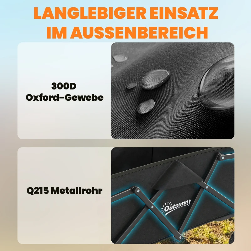 Outsunny Bollerwagen Faltbarer Handwagen mit Griff Verstellbarer Griffhöhe bis 68 kg Tragkraft für Sport Einkauf Camping Schwarz