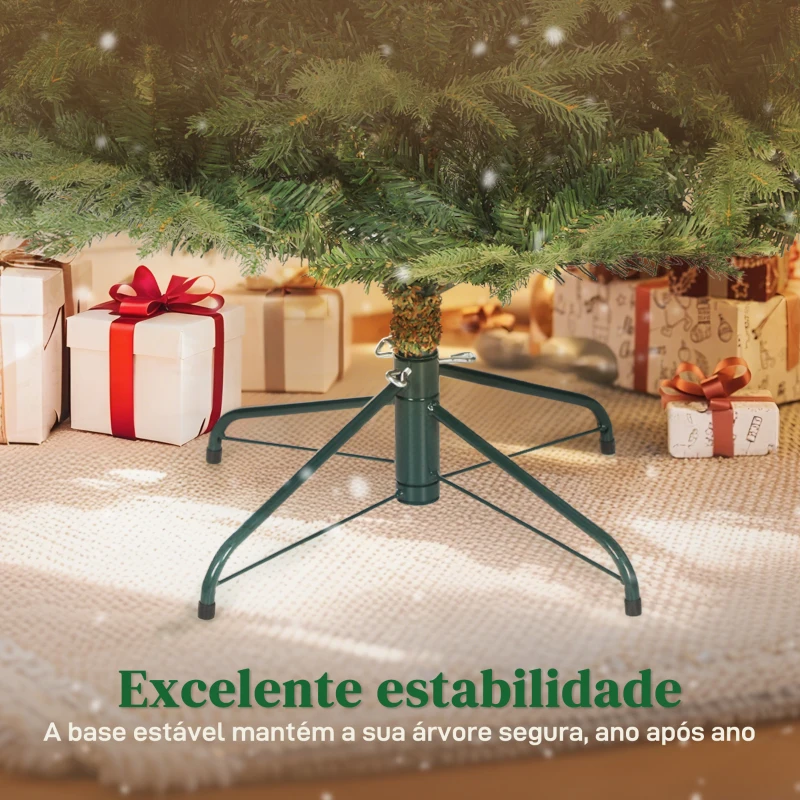 HOMCOM Árvore de Natal Artificial 150 cm com 1186 Ramos Densos Suporte Metálico Dobrável para Interior Verde