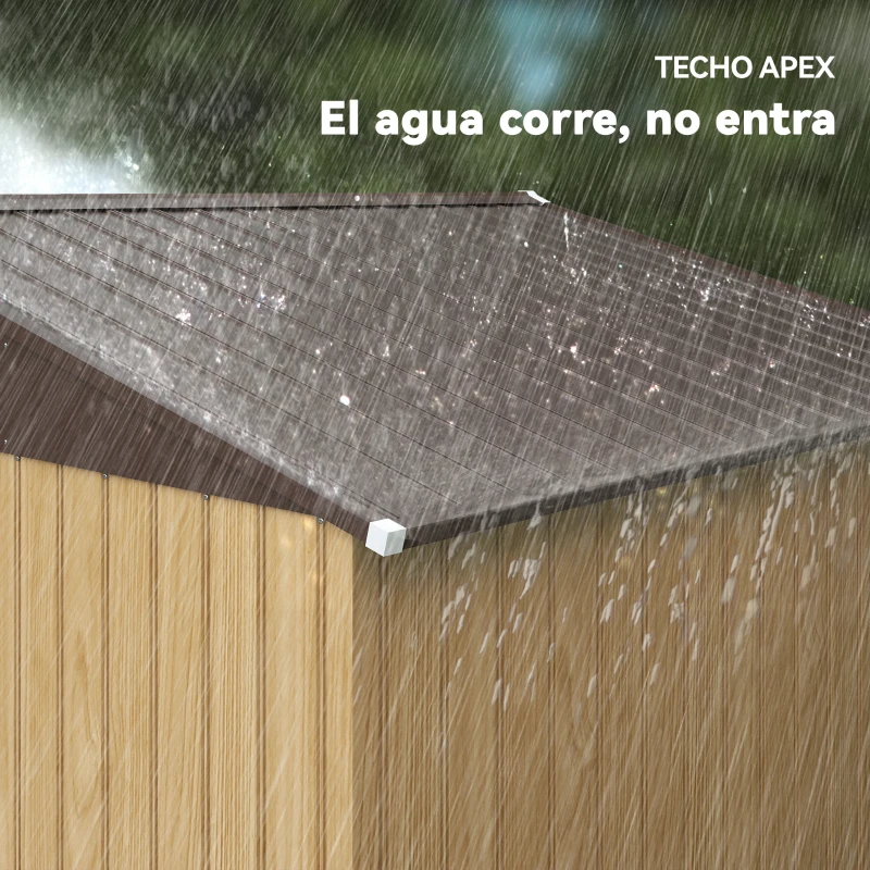 Outsunny Cobertizo de Jardín Exterior 4,9 m² 277x195x192 cm con Puerta Corredera Ventilación y Kit de Fundación Marrón