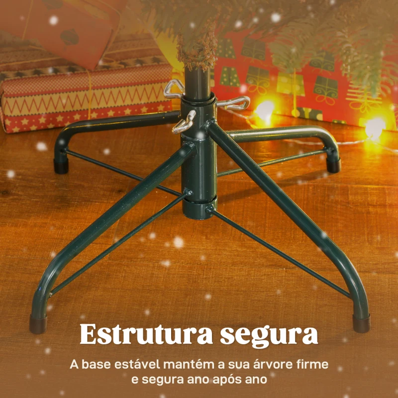 HOMCOM Árvore de Natal Artificial 150 cm com 492 Ramos Densos e Suporte Metálico Dobrável para Interior Verde