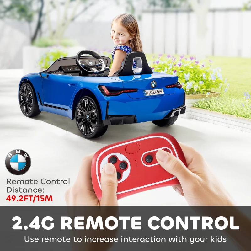 HOMCOM BMW i4 Licensed 12V Kids Electric Ride-On Car, Blue