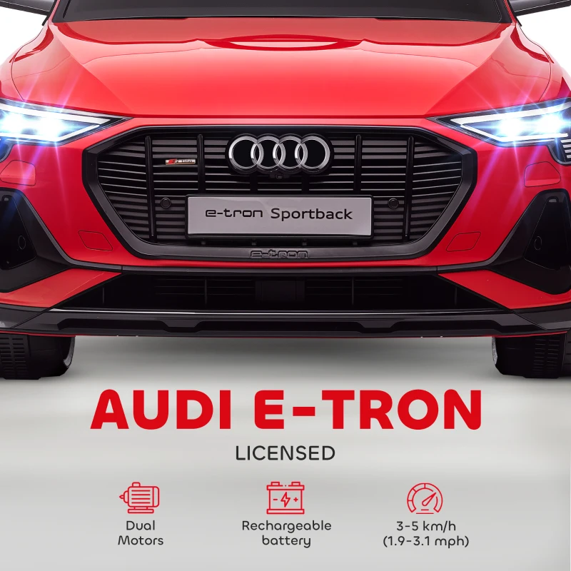 HOMCOM Audi E-tron Licensed 12V Kids Electric Ride on, Electric Car for Kids, with Parental Remote, Music Lights MP3, Suspension Wheels, for 3-5 Years, Red