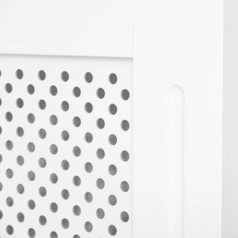 HOMCOM Cobertura para Radiador em MDF com Ripas e Prateleira Superior 151,5x19x82 cm Branco