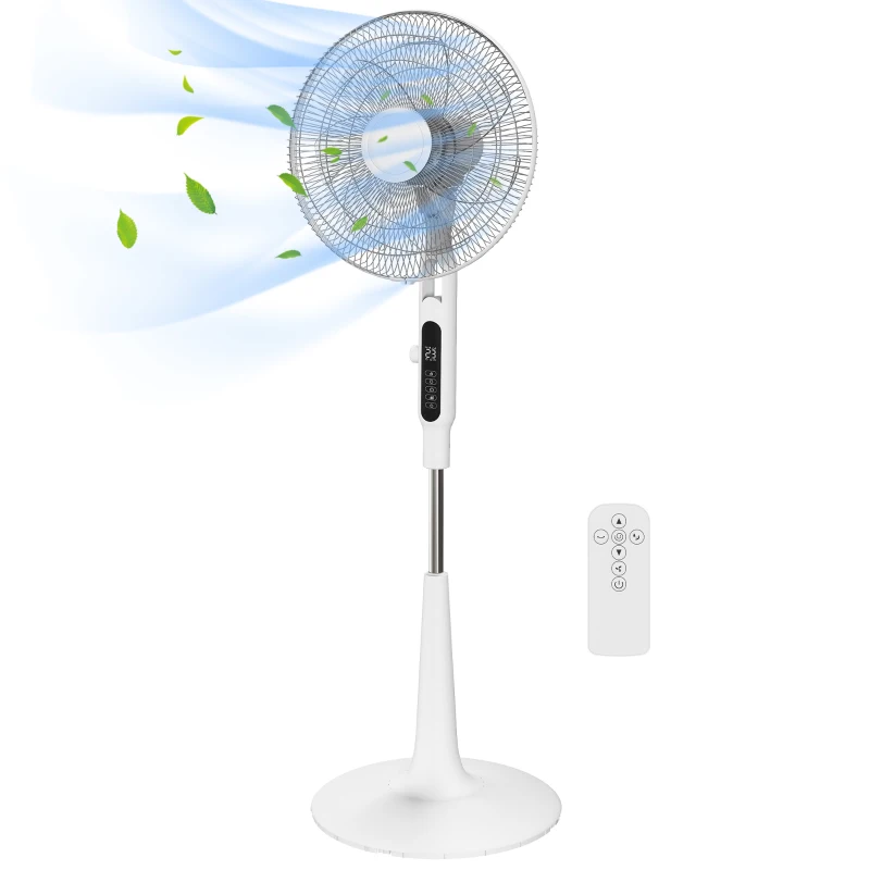 HOMCOM Three Mode Pedestal Fan, with Insect Repellant Box and LED Panel - White