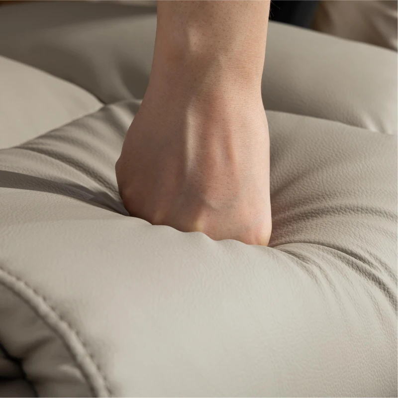 HOMCOM Silla de Escritorio con Reposapiés Respaldo Reclinable Acolchado Grueso Tapizada en Cuero Sintético Caqui