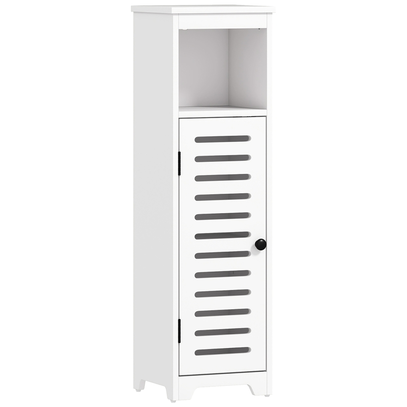 HOMCOM Meuble salle de bain, armoire salle de bain 4 niveaux  porte persienne, étagère ouvert, 22x20x75cm, blanc