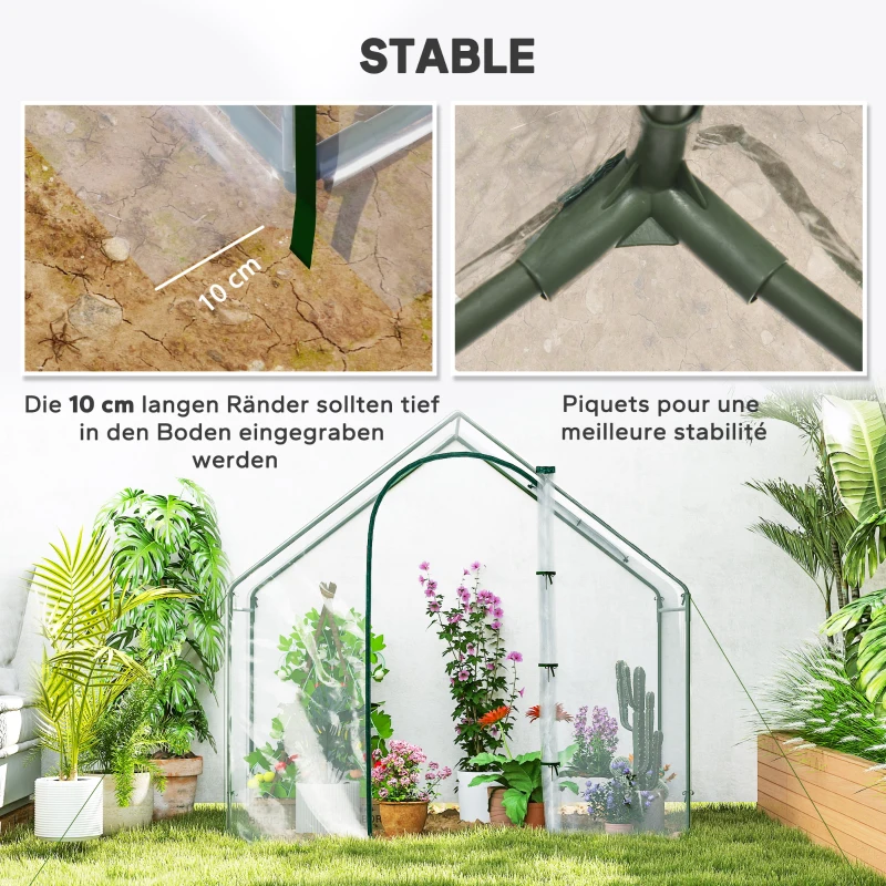 Outsunny Serre de Jardin Balcon terrasse Serre pour tomates 1,8L x 1l x 1,68H m Acier plastique imperméable Transparent Vert
