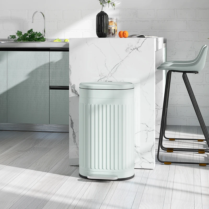 HOMCOM Mülleimer 30L Treteimer mit Deckel Fußpedal herausnehmbarem Inneneimer Soft-Close-Funktion 36,5 x 31,2 x 60,8 cm, Grün