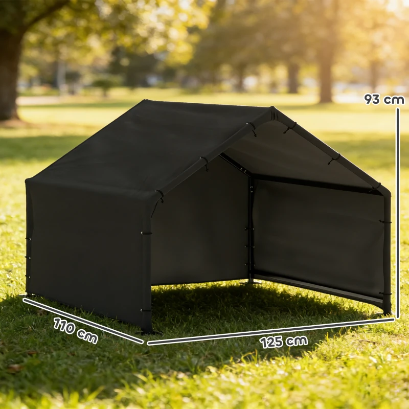 PawHut Buda dla psa z wodoodpornym i UV odpornym dachem dla psów do 30 kg, 125 x 110 x 93 cm, czarna