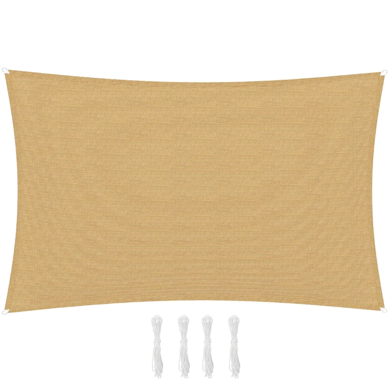 Outsunny Toldo Vela Rectangular de HDPE 4x6 m con Anti-UV Anillas de Acero Inoxidable y Cuerdas de Nylon para Jardín Patio Arena