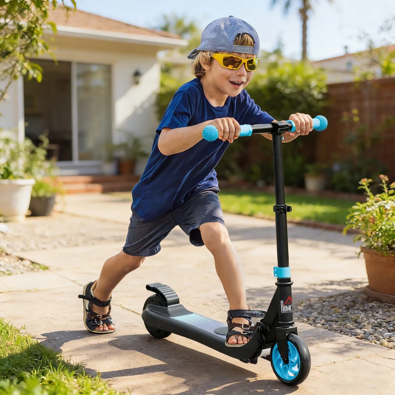 HOMCOM Folding Electric Scooter with Brake, for Ages 6+ Years, 8km/h Maximum Speed, Blue