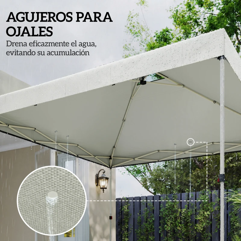 Outsunny Toldo de Pérgola de Recambio 3x3 m Techo de Repuesto para Carpa Plegable de Tela Oxford 210D Protección UV 50+ Blanco