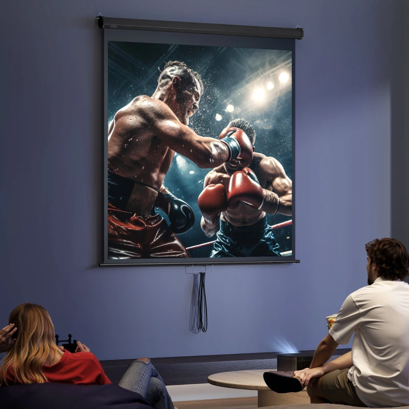 HOMCOM Écran de projection TV et Home Cinema de 85 Pouces vidéo projecteur 1:1 4K HD, 146L x 146H cm