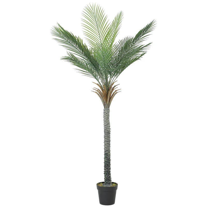 HOMCOM Planta Artificial Decorativa 180 cm Palmeira Artificial com Vaso e Folhas para Interior Verde