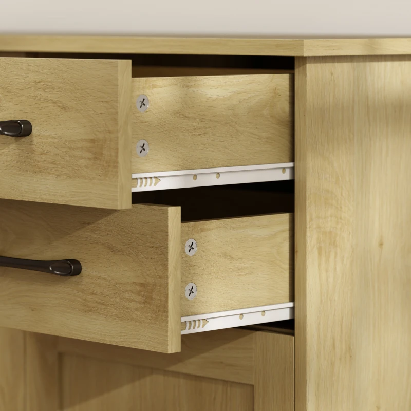 HOMCOM Aparador para Salón Moderno con 3 Puertas 2 Cajones Estante Ajustable para Comedor Entrada 120x38x79 cm Natural