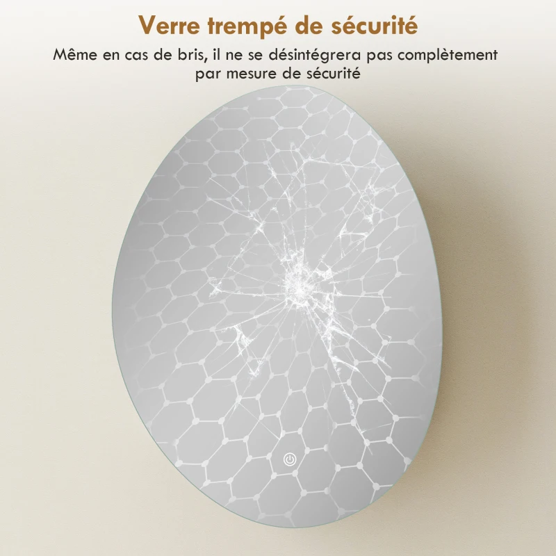 HOMCOM Armoire murale salle de bain avec miroir et éclairage LED, anti-buée, 3 températures de lumière, 50x14x70cm, blanc