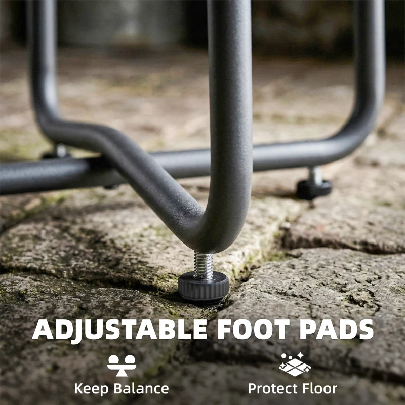 Outsunny 48 cm Round Garden Side Table, Small Metal Outdoor Garden Table with Rolled Edge, Dark Grey