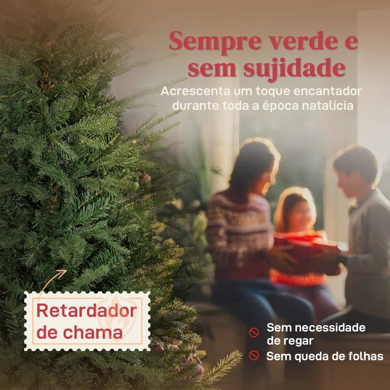 HOMCOM Árvore de Natal Artificial 150 cm com 1186 Ramos Densos Suporte Metálico Dobrável para Interior Verde