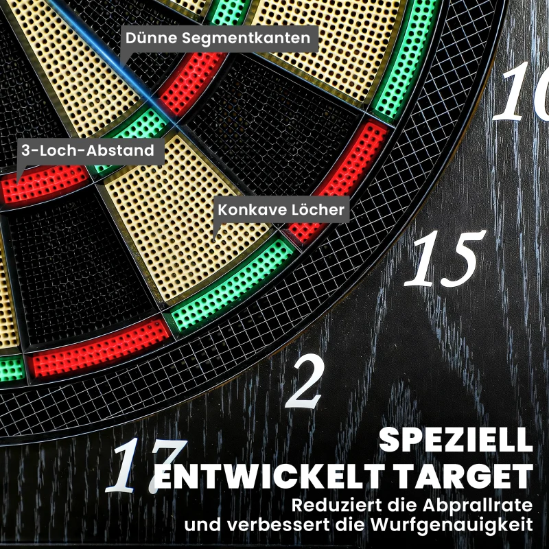 SPORTNOW Elektronische Dartscheibe E Dartboard mit Türen Holzoptik LED Anzeige Sprachansagen 6 Dartpfeile, 24 Ersatzspitzen