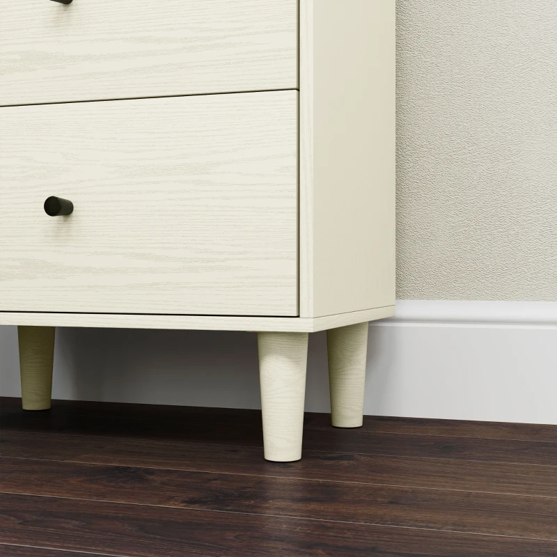 HOMCOM Cómoda com 3 Gavetas Cómoda de Quarto Estreita com Prateleiras Abertas Anti-Tombo Gaveteiro Alto 47x29x95 cm Branco Acinzentado